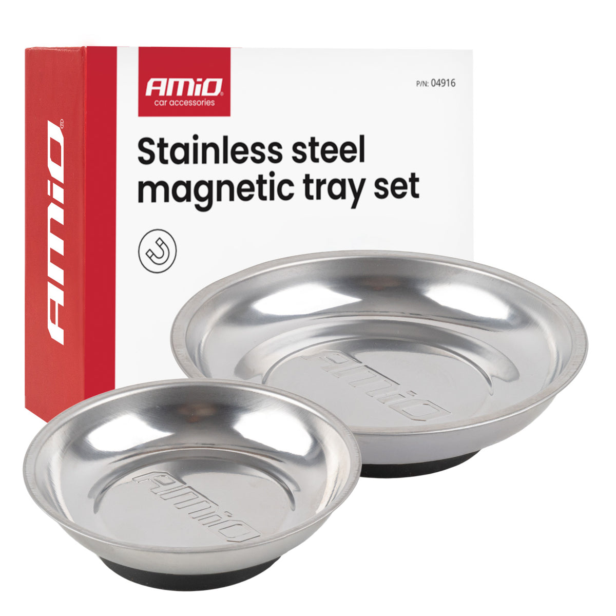 Magnetisch opvangbakjes van roestvrij staal, 110 & 150mm AMiO 04916 - AMiO 04916 - afbeelding 1
