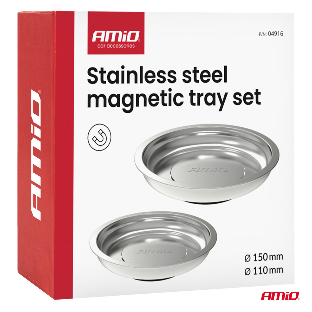 Magnetisch opvangbakjes van roestvrij staal, 110 & 150mm AMiO 04916 - AMiO 04916 - afbeelding 7