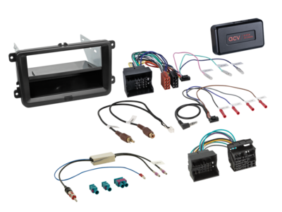 2-DIN Kit met aflegvak Skoda/VW Zwart