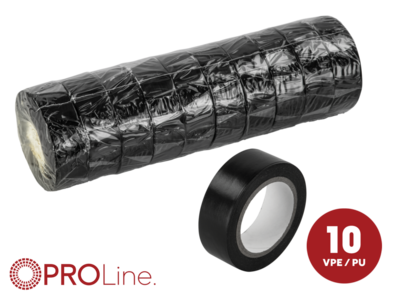 Installatie Tape Breedte 15 mm x Lengte 10 meter Zwart (10 stuks)