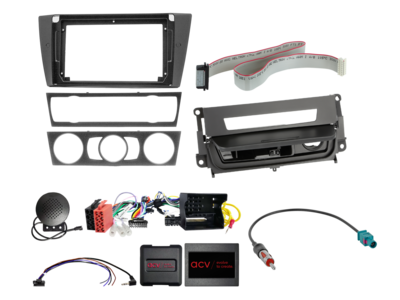 ACV - 9" Kit BMW 3-serie 2005-2013 met rokerspakket, zwart SWC - 2-DIN Kit - artikel 691023-94-3