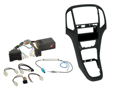2-DIN Kit met pocket + radio adapter kit Opel Astra 2009-2016 Kleu: Pearl Zwart