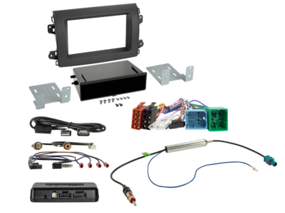 2-DIN-kit met opbergvak voor Citroën/Fiat/Opel 12-pins/32-pins i-adapter