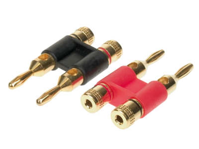 Dubbele banana plugs double 1 x red / 1 x black > 10mm²