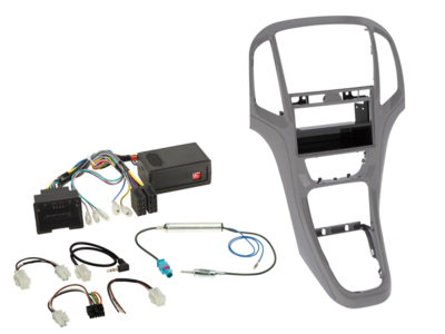 2-DIN Kit met pocket + radio adapter kit Opel Astra 2009-2020 - Titanium Grijs