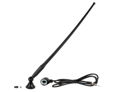 Universele opbouw antenne zwart AM / FM (DAB+ ready), rubber spriet