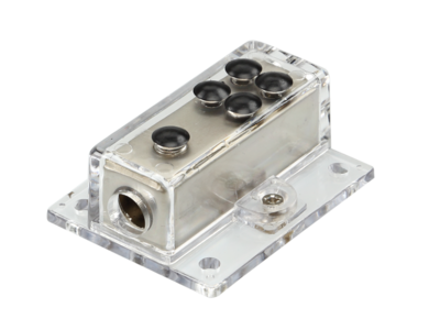 Power distribution block (silver) 1x20 mm² in / 4x10 mm² out