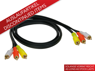 A/V Kabel 1 mtr. 3 plugs rood - wit - geel