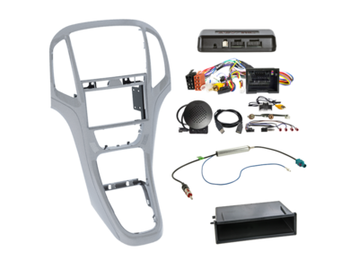 ACV - 2-DIN inbouwkit met aflegbakje Opel Astra 2009 - 2018 zilver i-dapter - artikel 611230-23-9