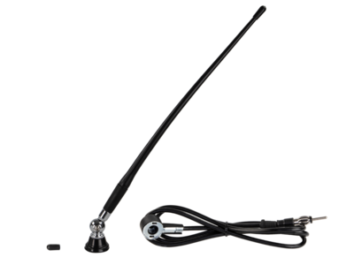 Universele opbouw antenne chroom AM / FM (DAB+ ready), rubber spriet