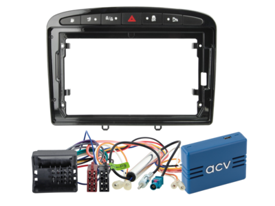 ACV - 9" Kit Peugeot 308 2007-2015 piano zwart CAN Bus Pro - 2-DIN Kit - artikel 691041-90-1-1