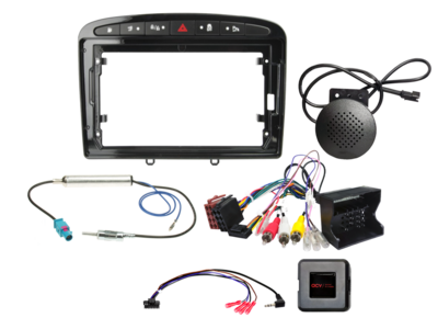 ACV - 9" Kit Peugeot 308 2007-2015 piano zwart RD4 SWI/PDC - 2-DIN Kit - artikel 691041-90-1-3