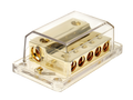 Power distribution block (gold) 2x35-50 mm² in / 5x20 mm out