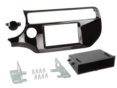 2-DIN Paneel met pocket Kia Rio 2015-2019 - Piano Zwart