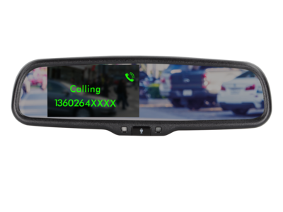4,3 inch spiegelmonitor incl. Bluetooth handsfree functie 2 video ingangen