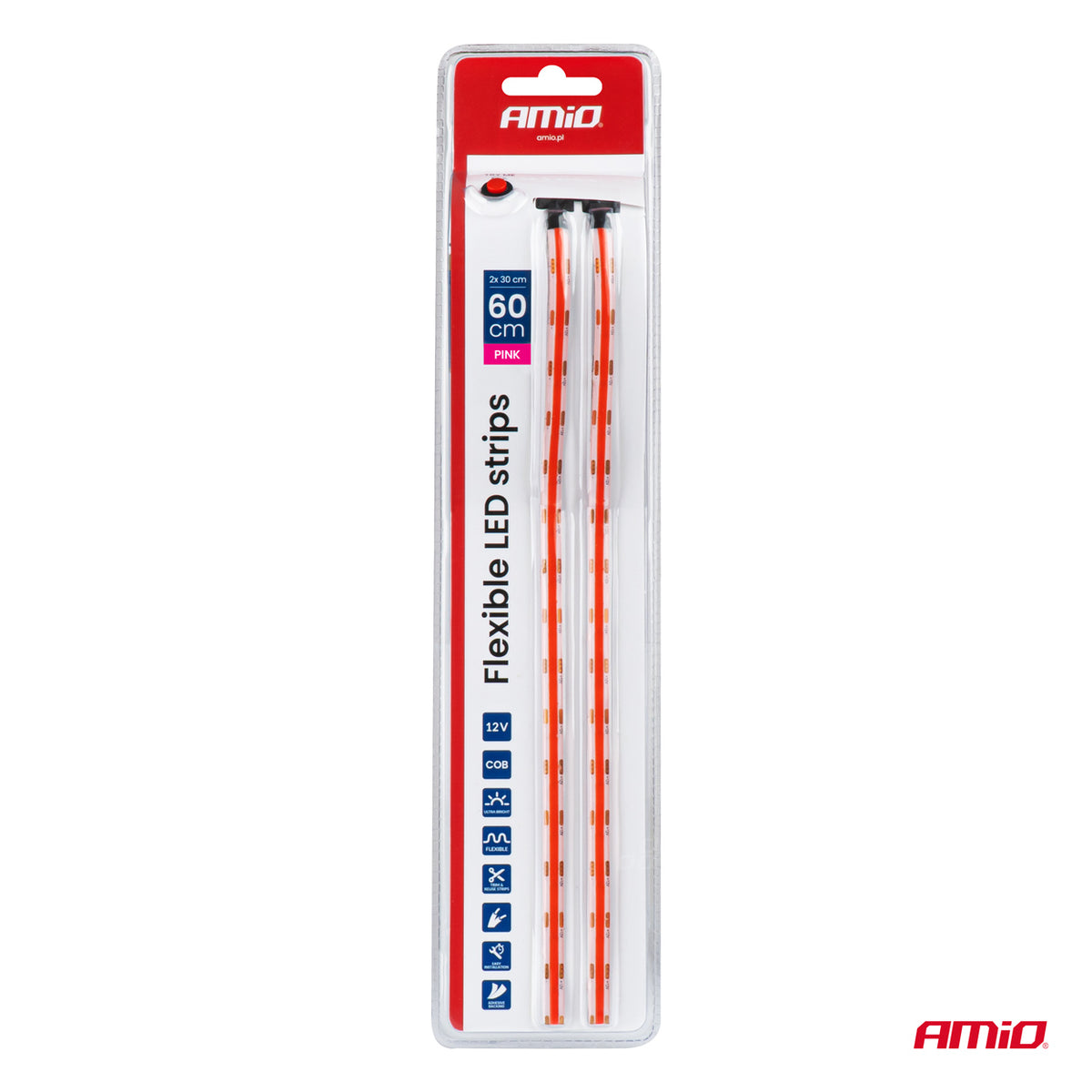 Flexibele LED COB-strips roze 2x30 cm 12V AMiO 04570 - AMiO 04570 - productafbeelding 10