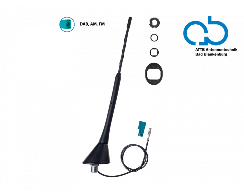 Bad Blankenburg 16V Dak antenne AM/FM 76graden hoek, (DAB+ ready) passief