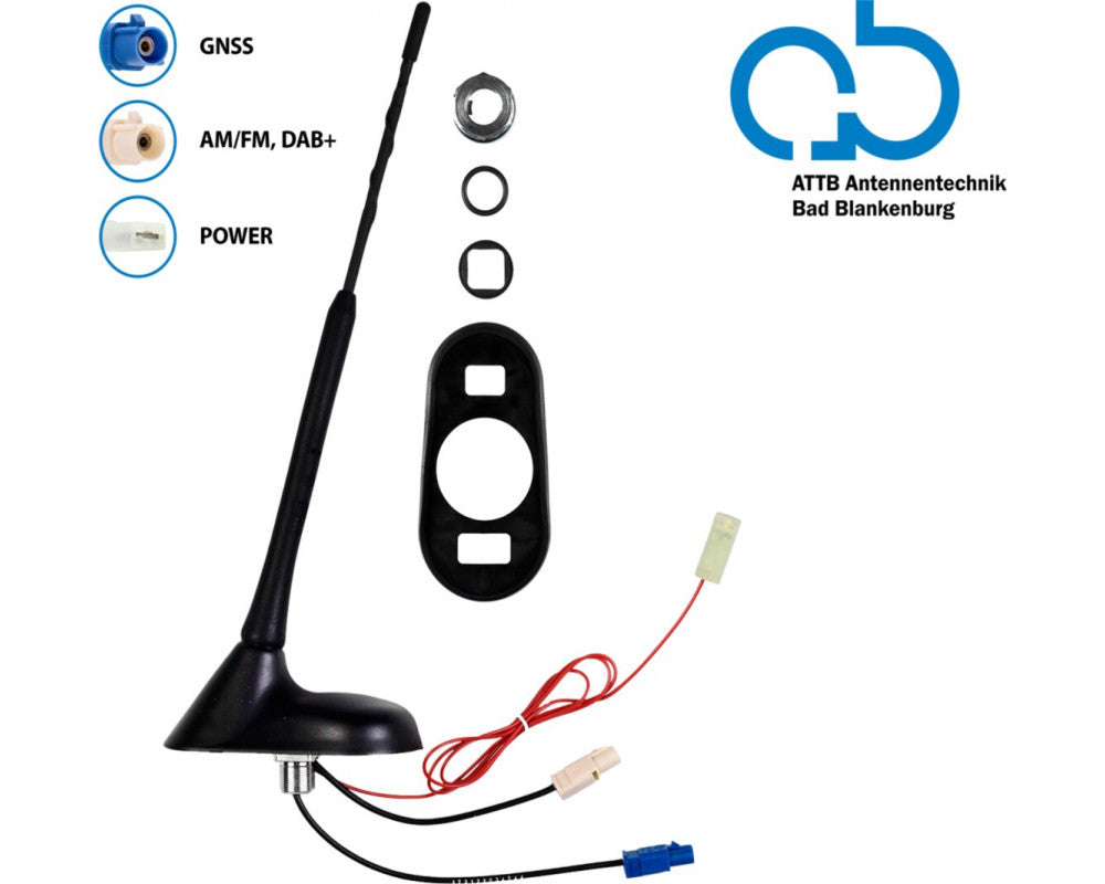 Bad Blankenburg 16V Dak antenne AM/FM (DAB+ ready) GNSS 76graden hoek, actief