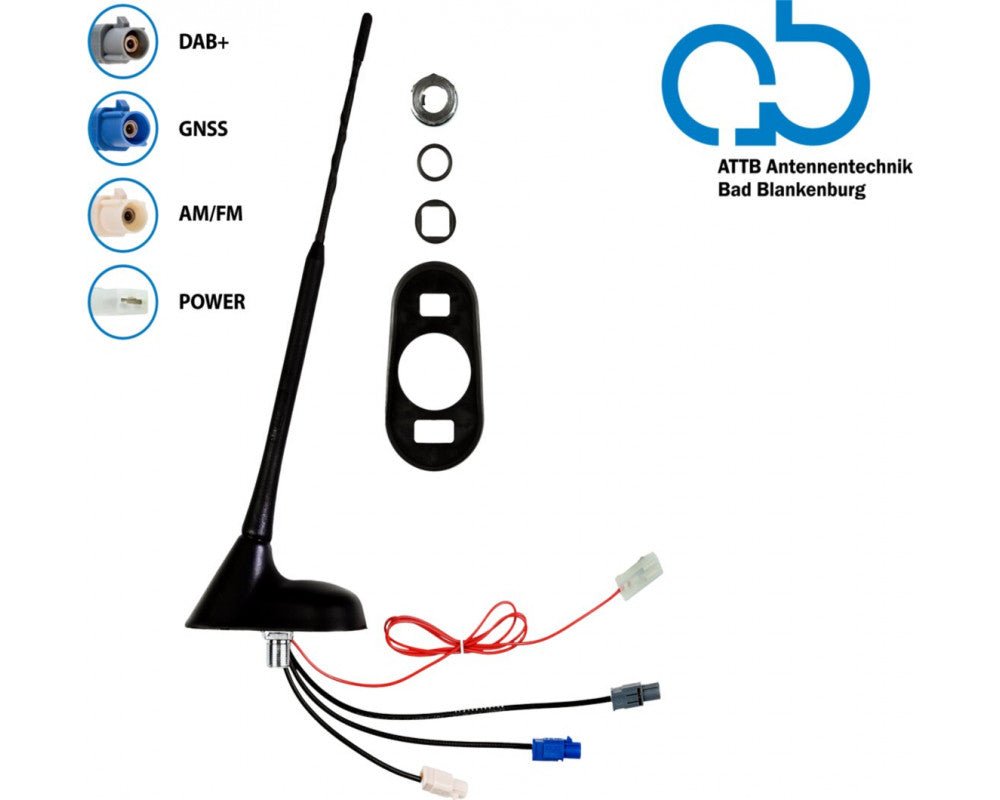 Bad Blankenburg 16V Dak antenne AM/FM DAB + GNSS 76graden hoek, actief