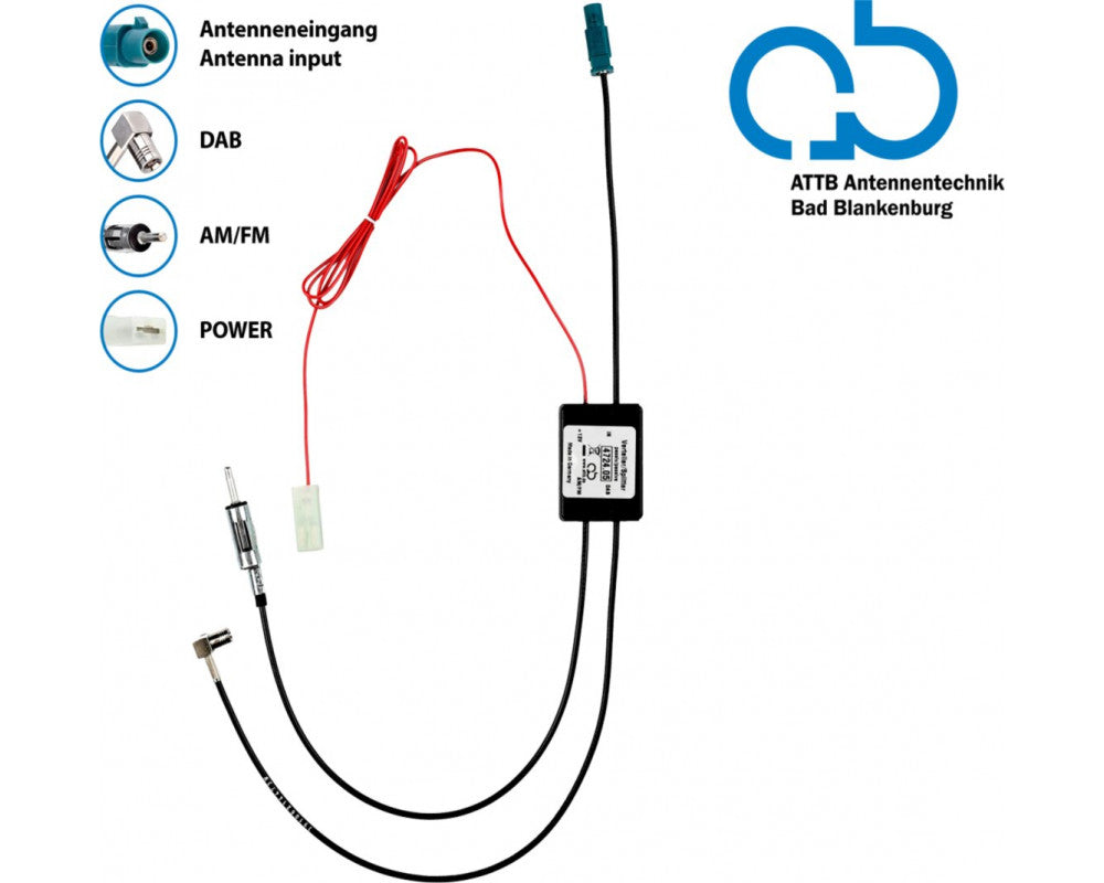 Bad Blankenburg Antennesplitter AM/FM DAB+ Fakra(m)>DIN(m)/SMB(f) passief