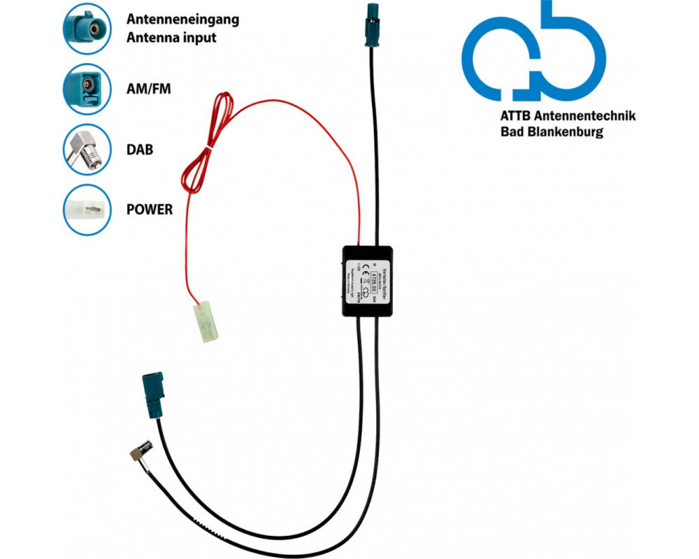 Bad Blankenburg Antennesplitter AM/FM DAB+ Fakra>Fakra(f)/SMB(f) versterkt