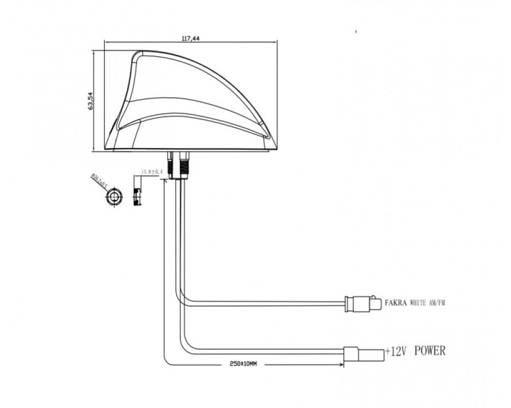 Opti – Shark fin antenne AM / FM excl. verlengkabels