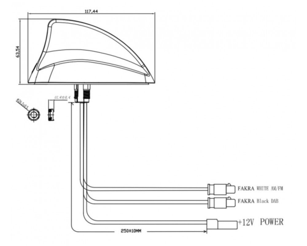 Opti - Shark fin Antenne DAB / DAB+/ FM / AM excl. verlengkabels