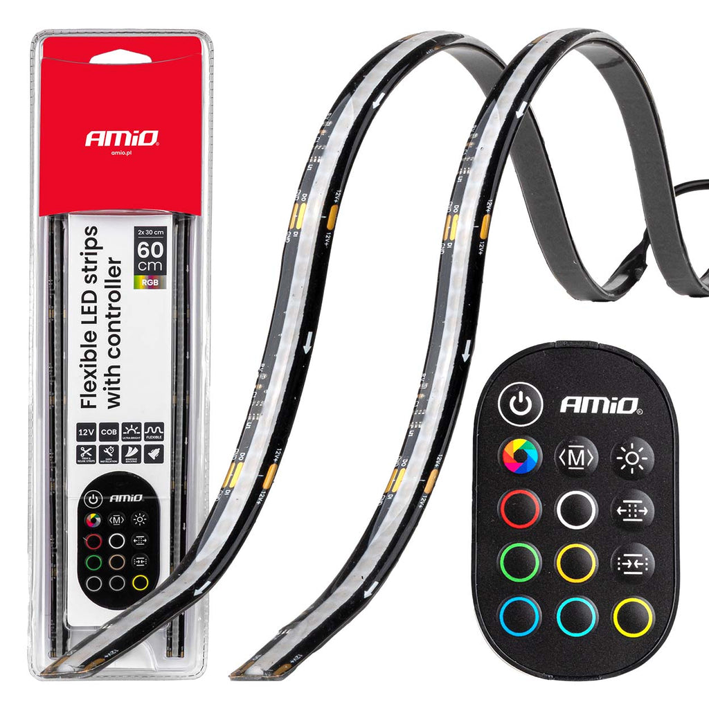 Flexibele LED COB-strips RGB met controller 2x30 cm 12V AMiO 04579 - AMiO 04579 - productafbeelding 1