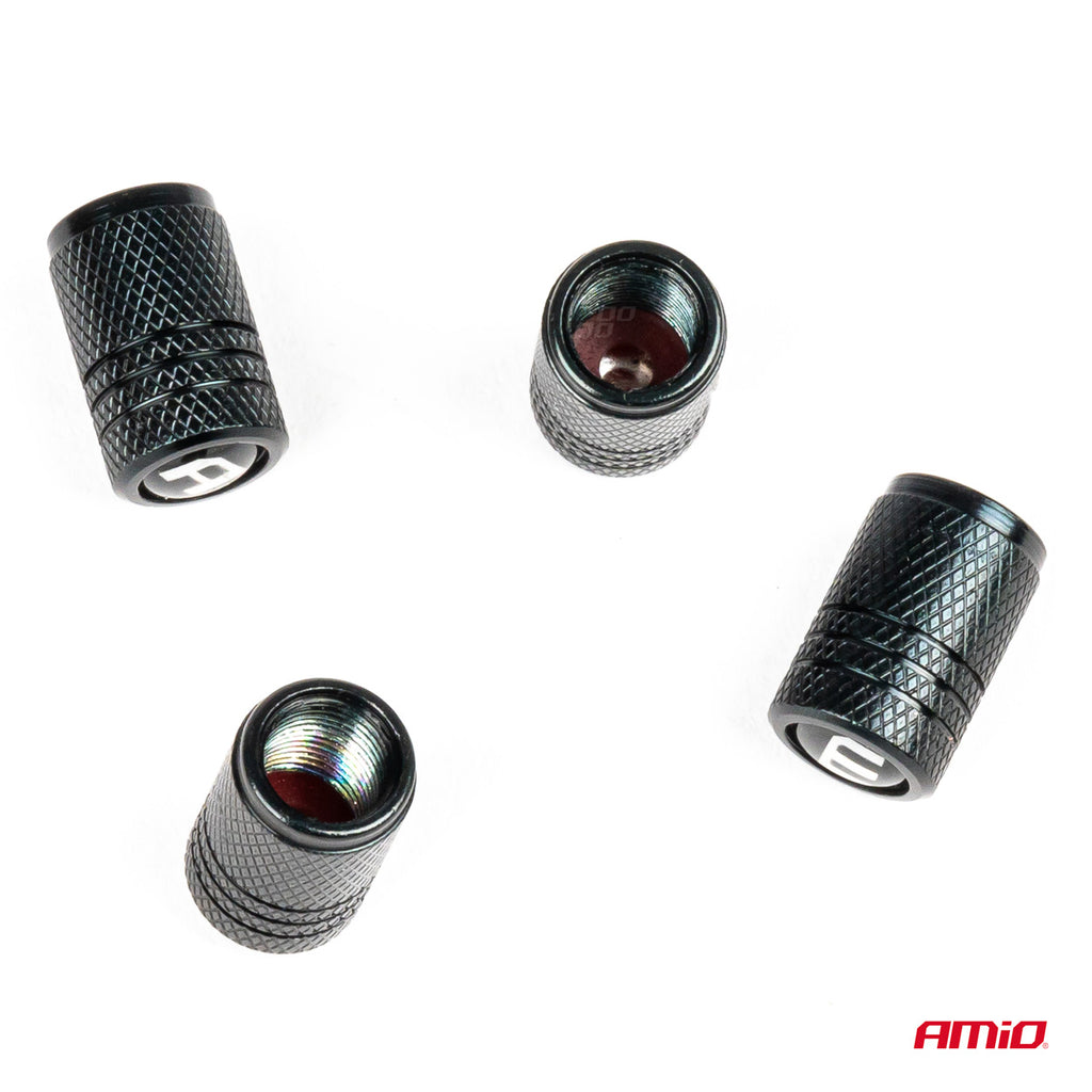 Opti Car Parts - Aluminium zwarte ventieldop AMiO 4 stuks - Auto-accessoires - artikel 03277 - afbeelding 2