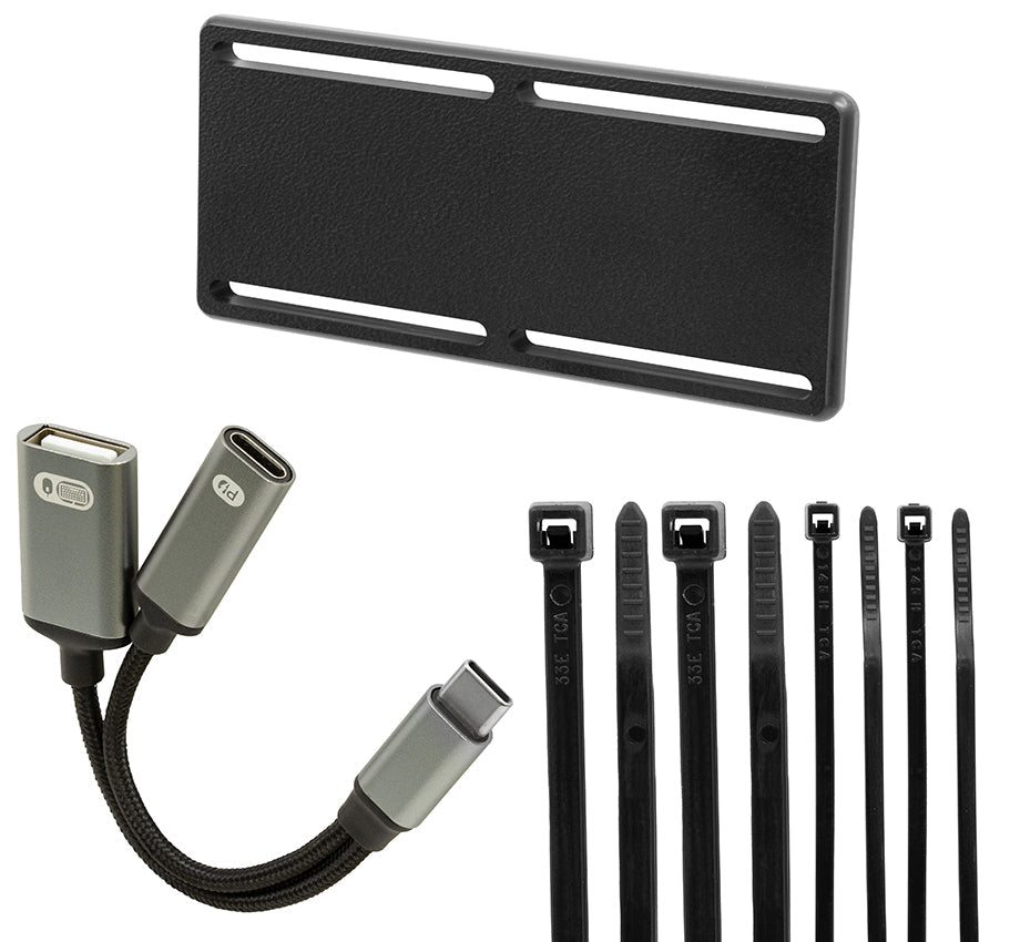 USB-C Splitter, PD 60W + USB-A Data, with cable retention 216479