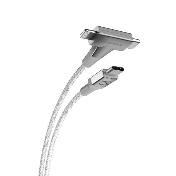 Datakabel usbC - usbC + Lightning 2in1 StrikeLine™ 1.2m wit