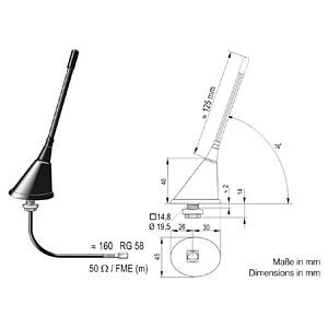 Flexantenne TETRA (380-430 MHz) FME (m) Nachfolge der 4658