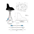 Combi antenne AM/FM / DAB / GPS Shark Fakra M/DIN M/SMB F 5m