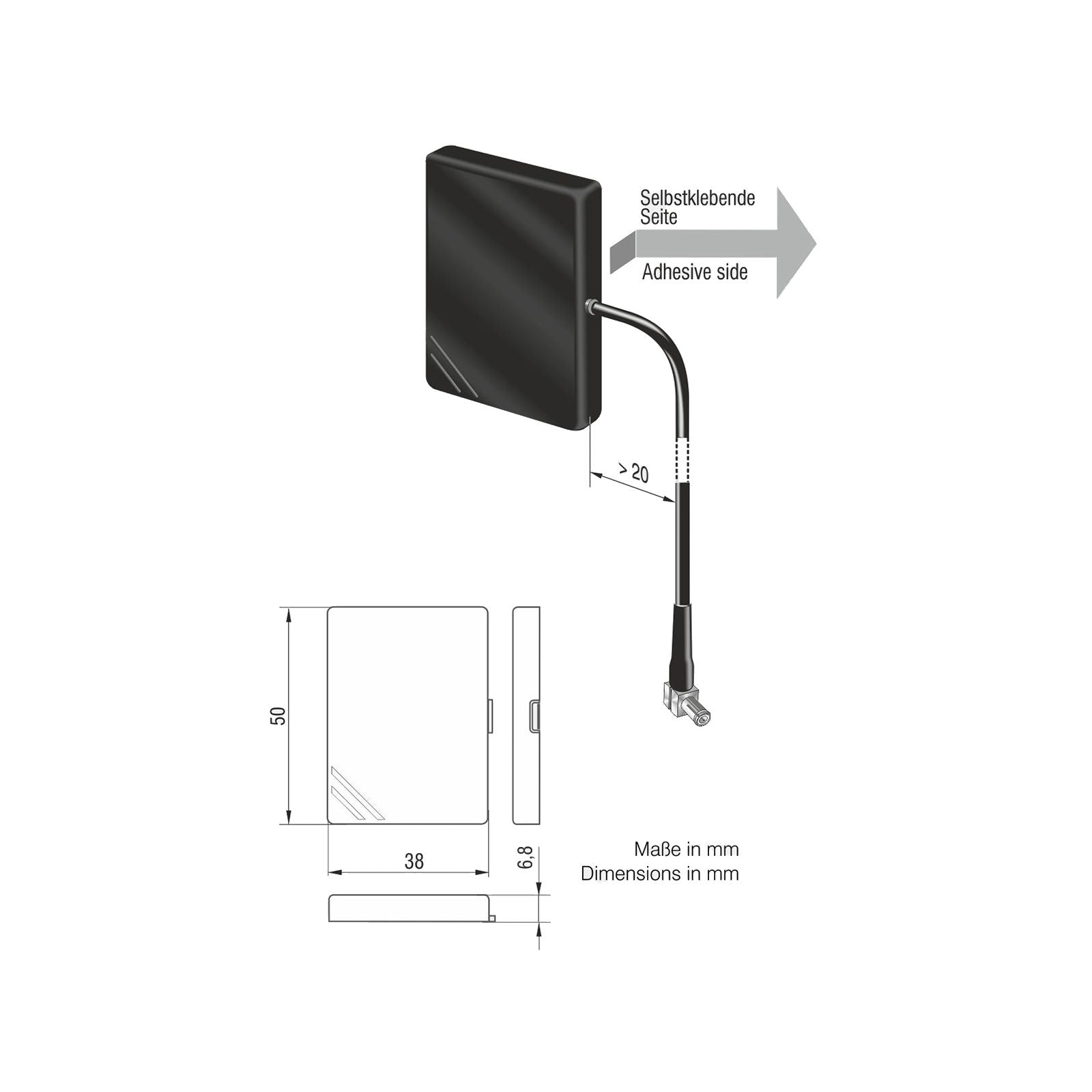 Antenna smartmeter kunststof GSM UMTS WLAN MCX M 0.2m