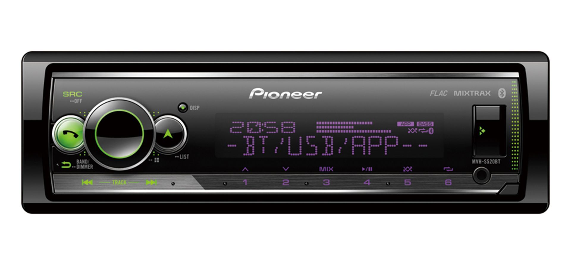 Pioneer MVH-S520BT Receiver 1DIN USB/BT/smart sync