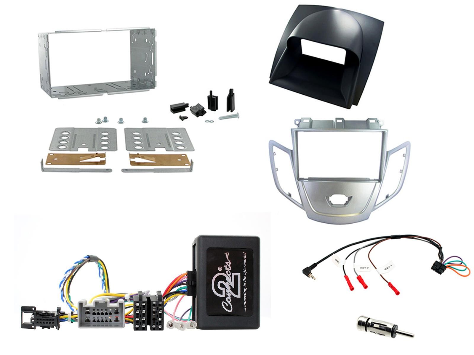 2DIN KIT Ford Fiesta 08-10 zilver frame display grijs