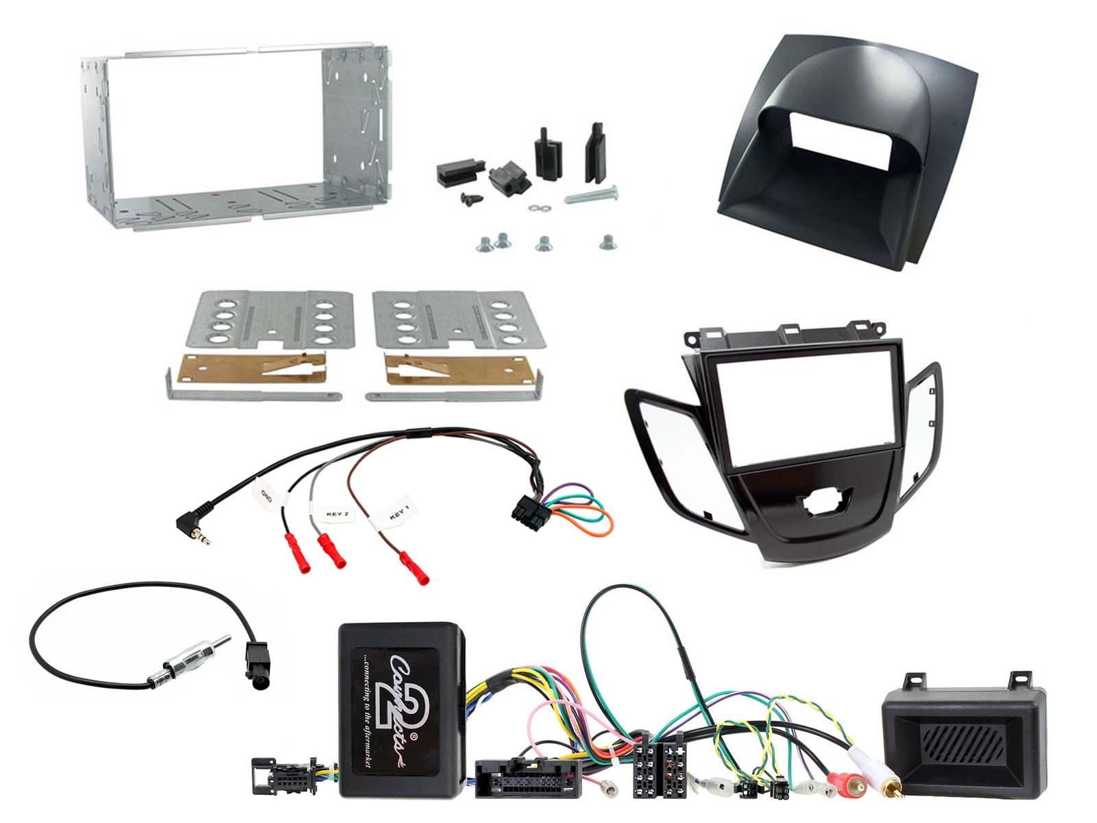 2DIN KIT Ford Fiesta 10-17 piano zwart frame display grijs