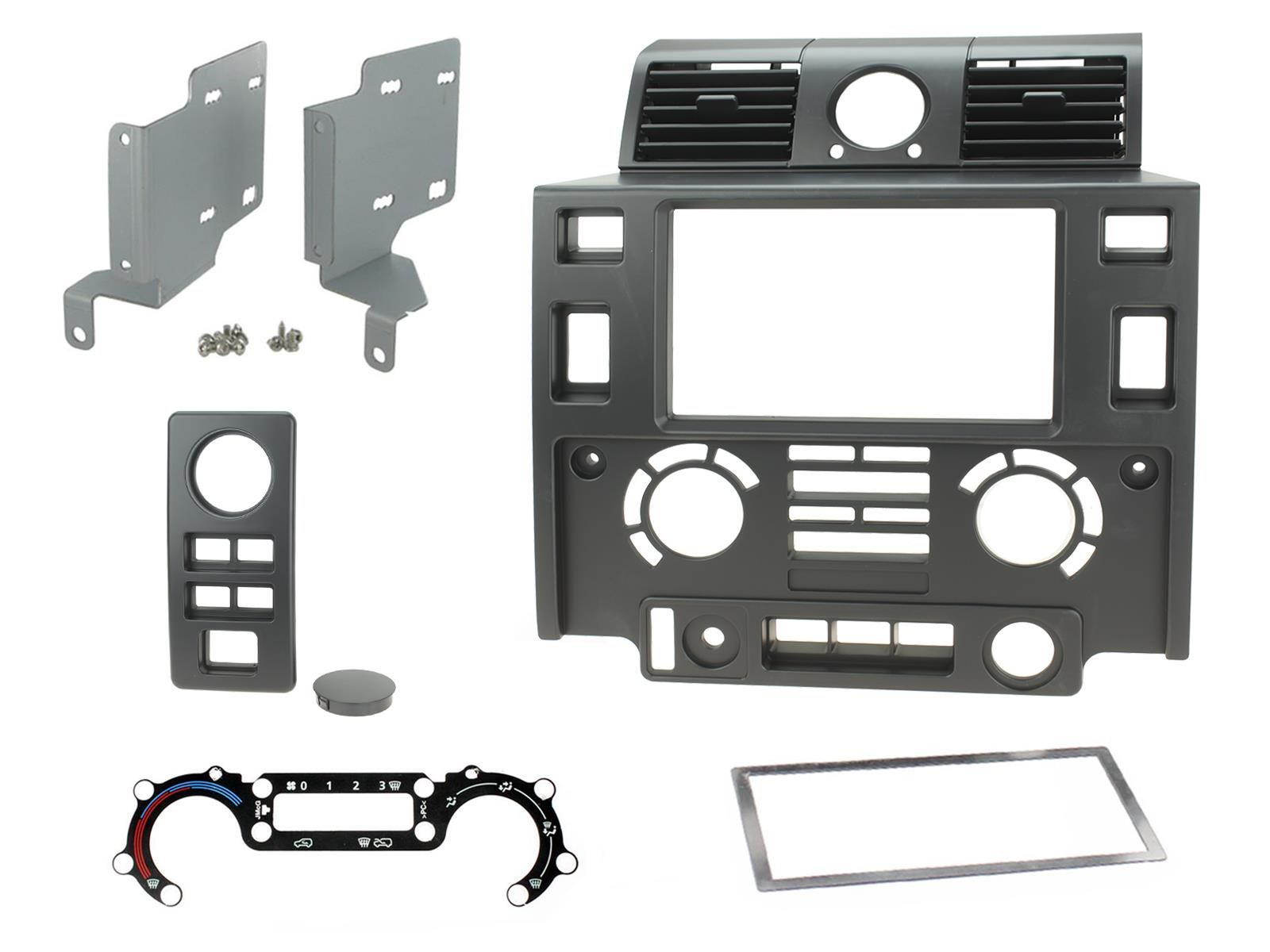 2-DIN frame LR Defender 07-16 zwart retains OEM clock