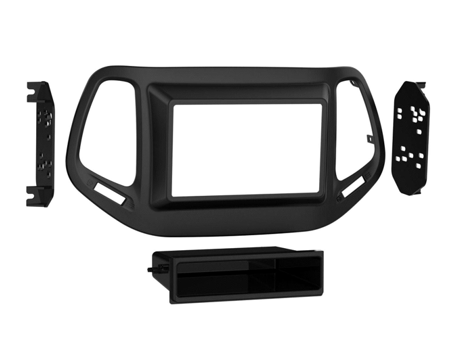 2-DIN frame Jeep Compass 17-21 met bakje zwart