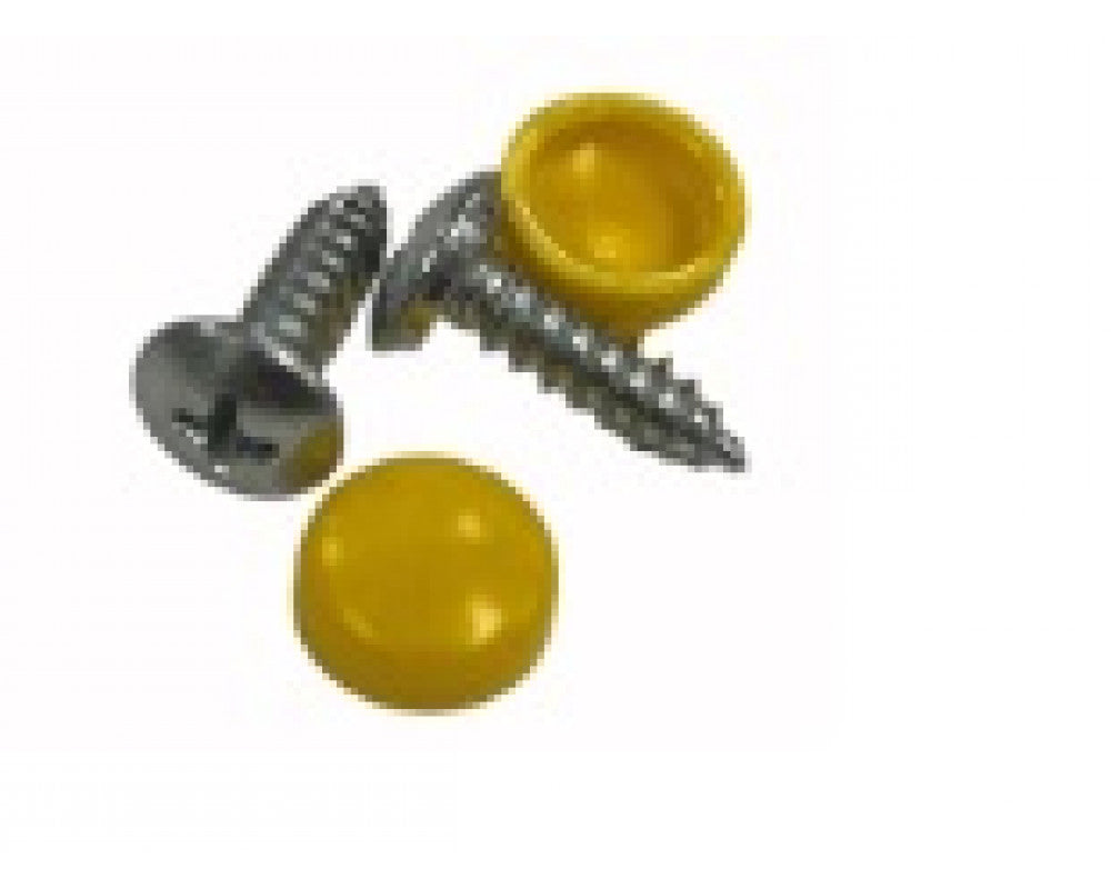 Nummerplaat schroef met gele kap 2 sets