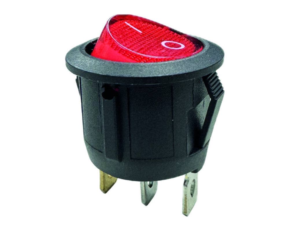 Wipschakelaar rood aan - uit, 12V, 10A, 20mm, led in blister