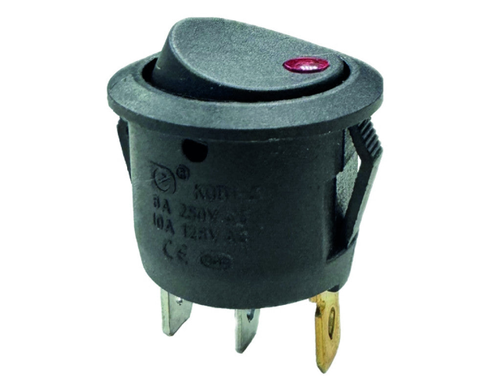 Wipschakelaar rood aan - uit, 12V, 10A, 20mm, led in blister