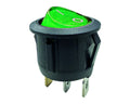 Wipschakelaar groen aan - uit, 12V, 10A, 20mm, led in blister
