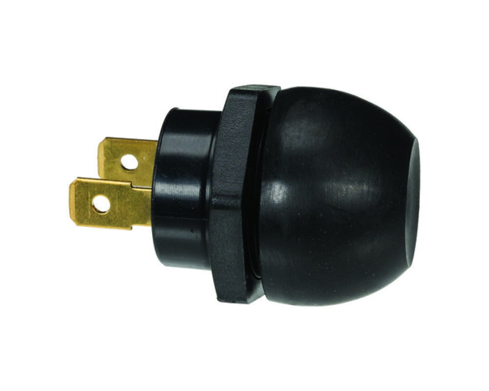 drukschakelaar rond 22,5 mm aan/ uit 12v15A 2 tab rood met rubber kap in blister