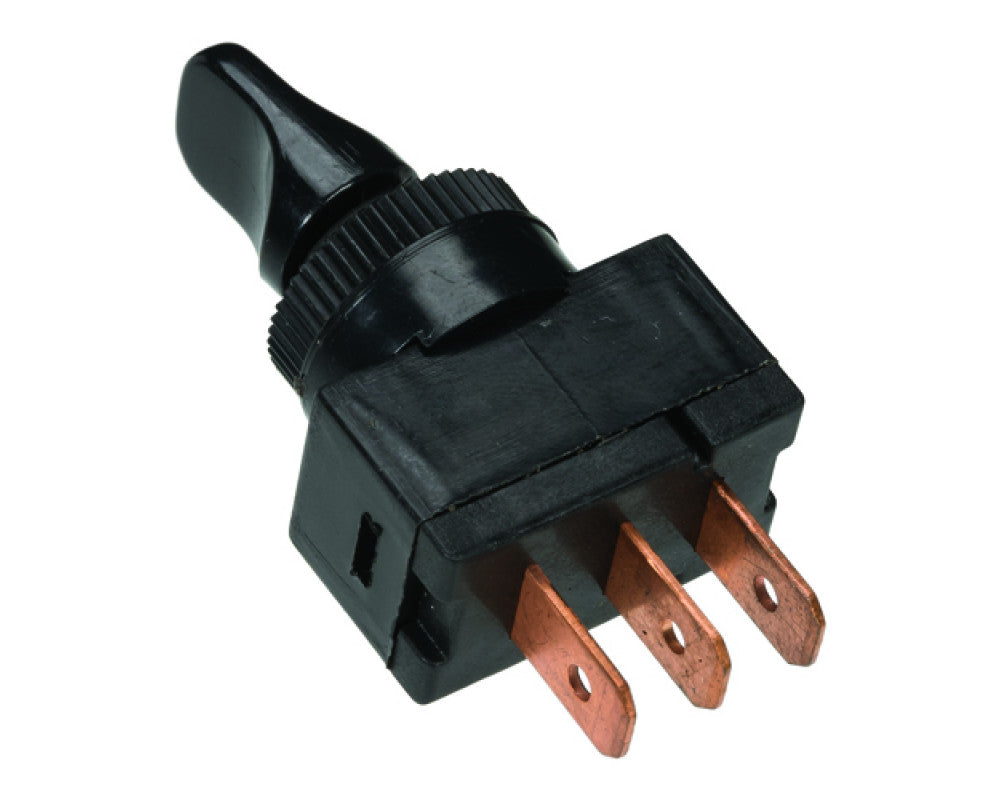 tuimelschakelaar zwart aan-uit-aan 12v, 25a 3 lip contacten installatie afmeting ø13 mm in blister