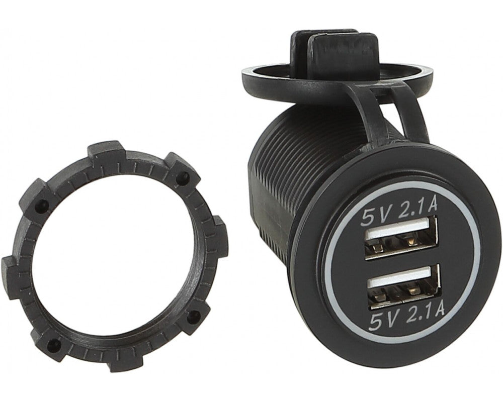 Dual USB auto lader 12V/24V 4.2A / Wit (Bulk)
