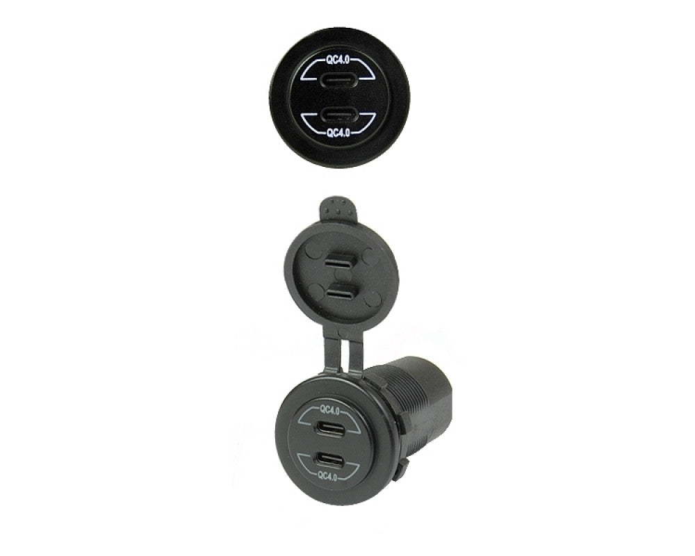 Dual USB C auto lader12/24V 3.0A/ wit (bulk)