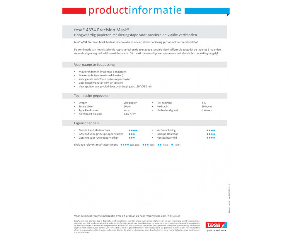 Tesa Precision Mask Indoor 04334 L.50mtr x B.25mm Geel (Per 6 Stuks)