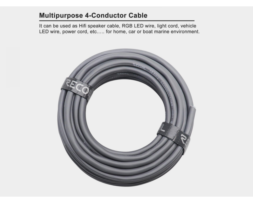 Recoil 18-AWG Multipurpose Cable 4 aderig, 1.0mm2 (30,4m)