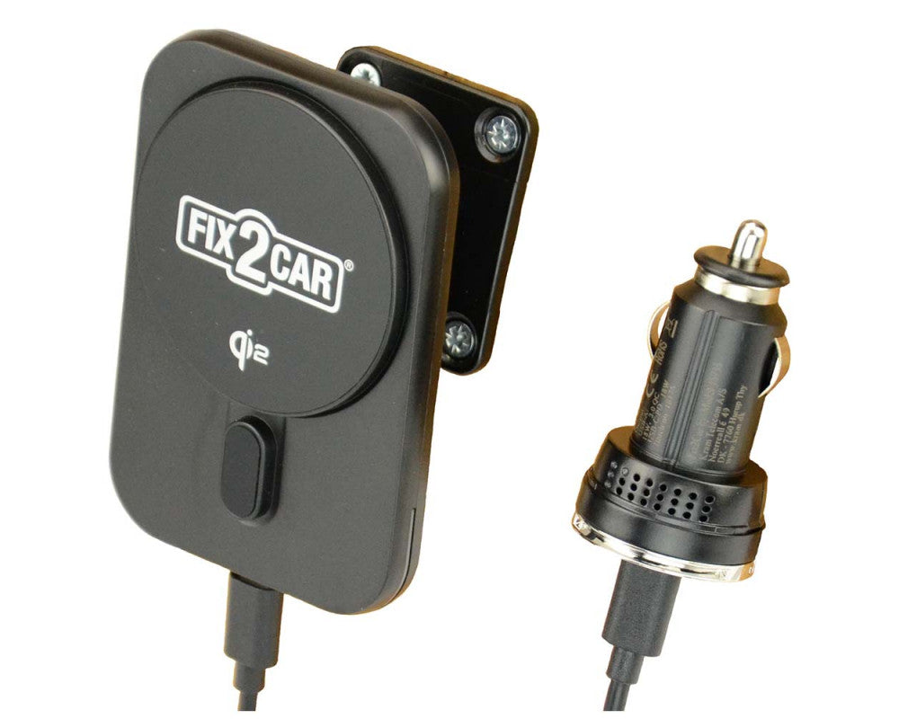 Fix2Car houder voor QI2 draadloos opladen voor Iphone 13/14/15/16, max 15W, met magnetische ring.